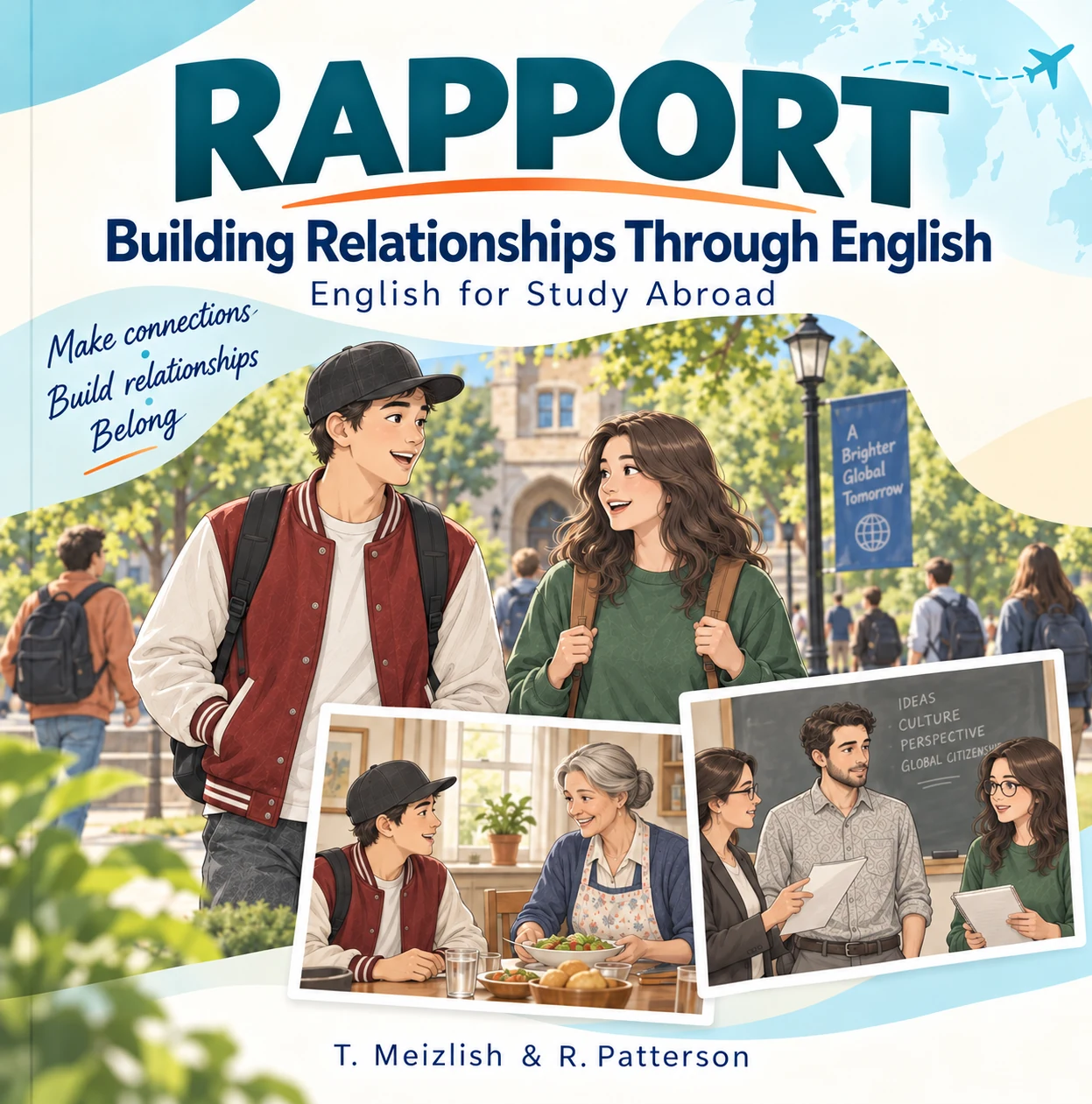 Cover of Rapport: Building Relationships Through English. English for Study Abroad. By T. Meizlish and R. Patterson. Students connect on campus, with a host family, and in class.